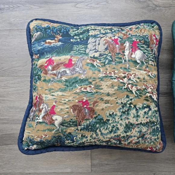 Handmade Equestrian Accent Pillows Set Of 2 Horse Deer Dogs Cabin Farmhouse - Picture 5 of 8